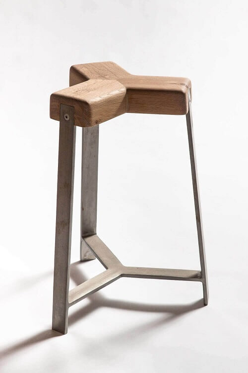 Tabouret acier bois de récupération